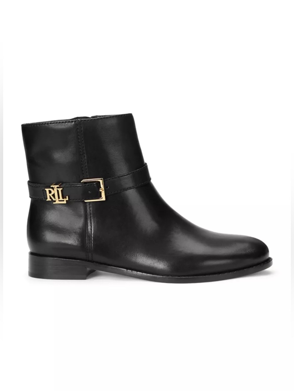 Lauren Ralph Lauren Black Brooke Leather Ankle Boot Sz 6.5 BNWB